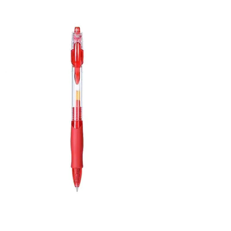 A black, blue, or red gel pen with a 0.5mm fine point tip and plastic body.