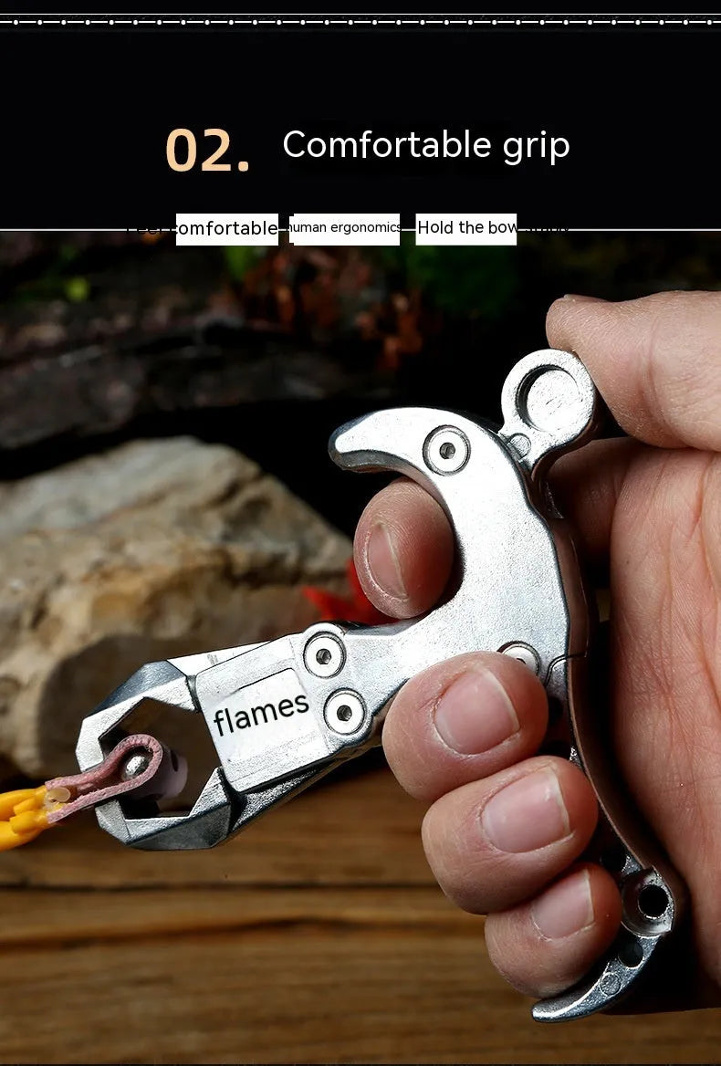 Zinc alloy archery release aid with two-axis harpoon clip mechanism for compound bows