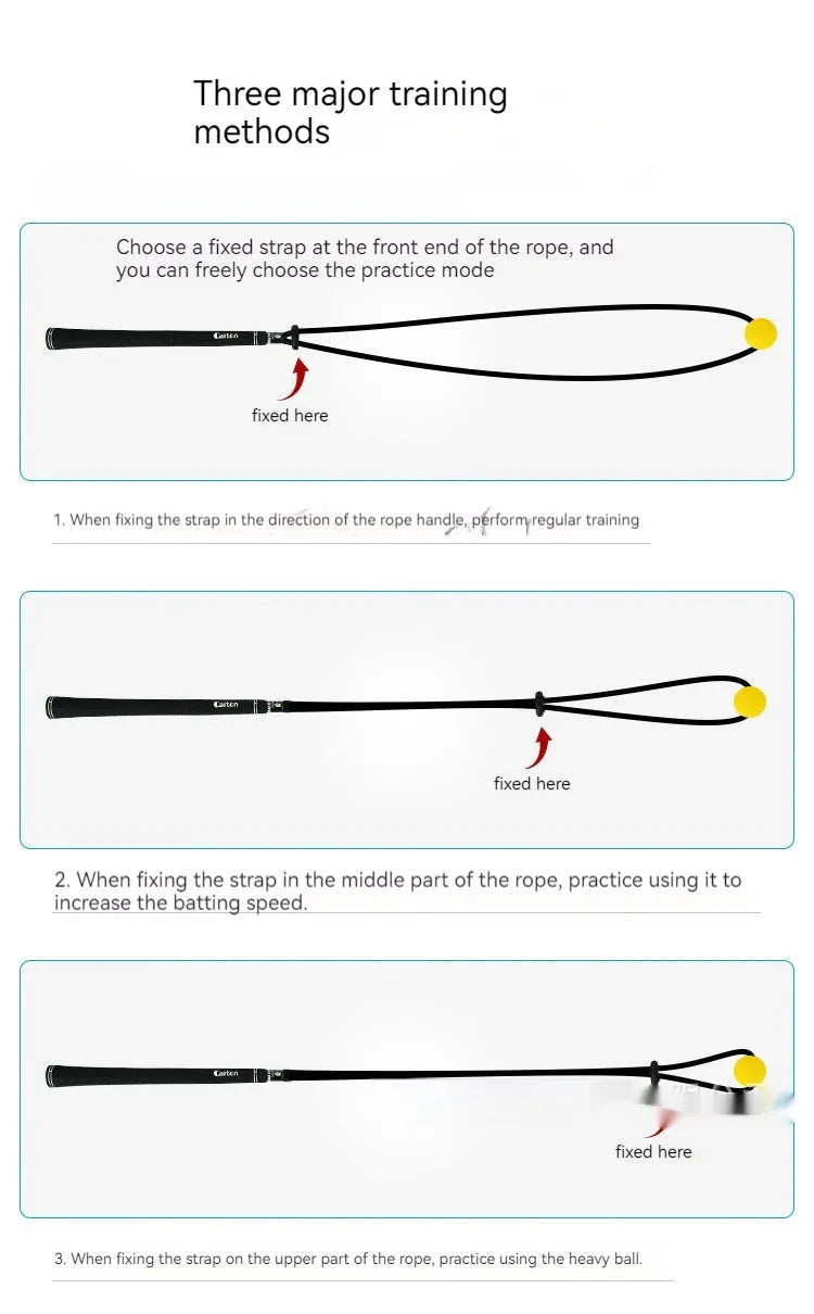 Black silicone elastic string golf swing practice rope trainer for physical correction action drills