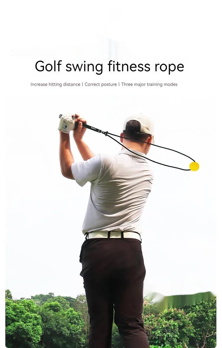 Black silicone elastic string golf swing practice rope trainer for physical correction action drills