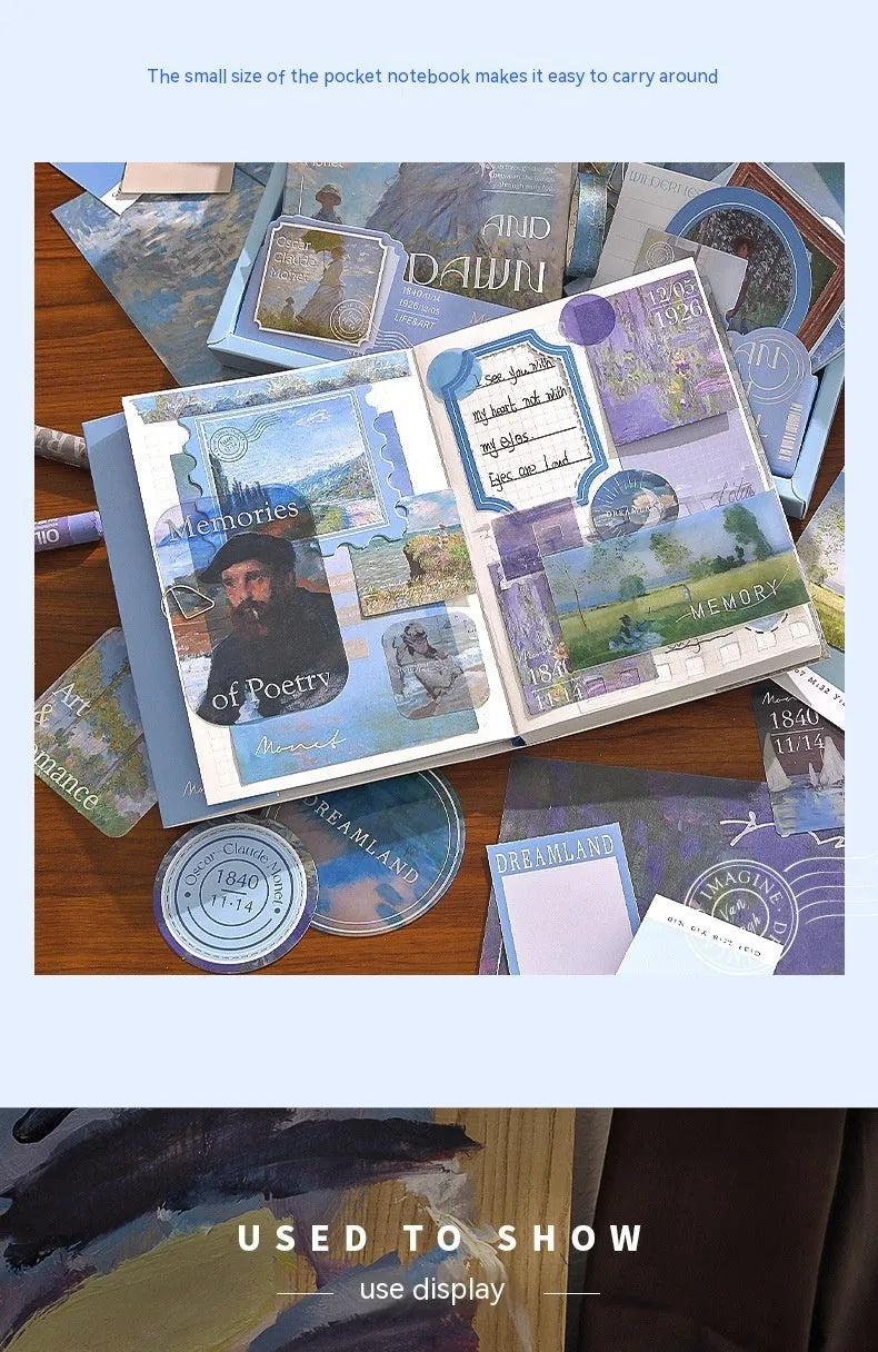 A6 grid notebook creative journal gift box with bookclothes, material paper, cards, and decorative accessories
