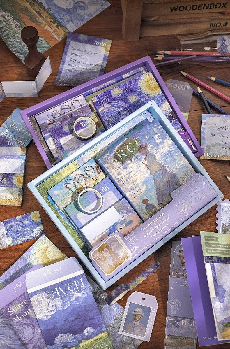 A6 grid notebook creative journal gift box with bookclothes, material paper, cards, and decorative accessories