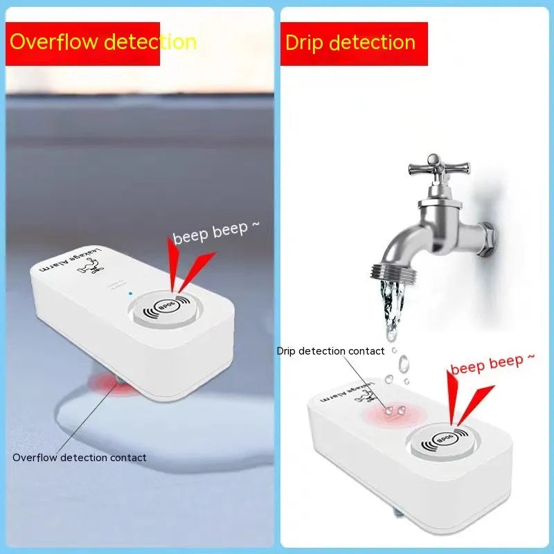 Compact independent flood sensor alarm unit for wireless water detection in properties