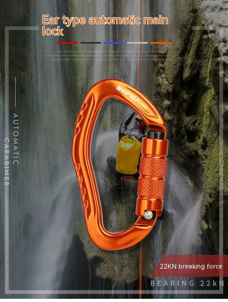 24mm climbing carabiner with automatic master lock in multiple colour options