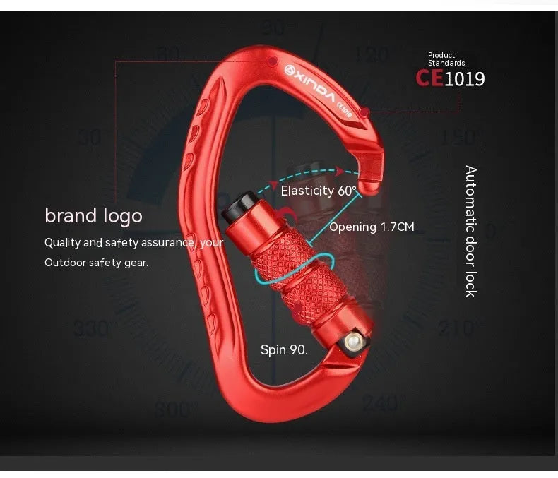24mm climbing carabiner with automatic master lock in multiple colour options