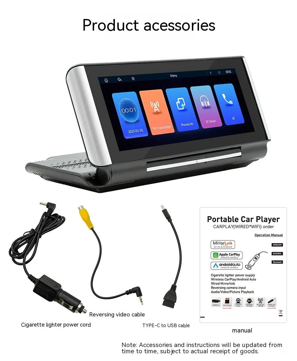 6.86 inch vehicle MP5 player with wireless CarPlay and reverse camera input