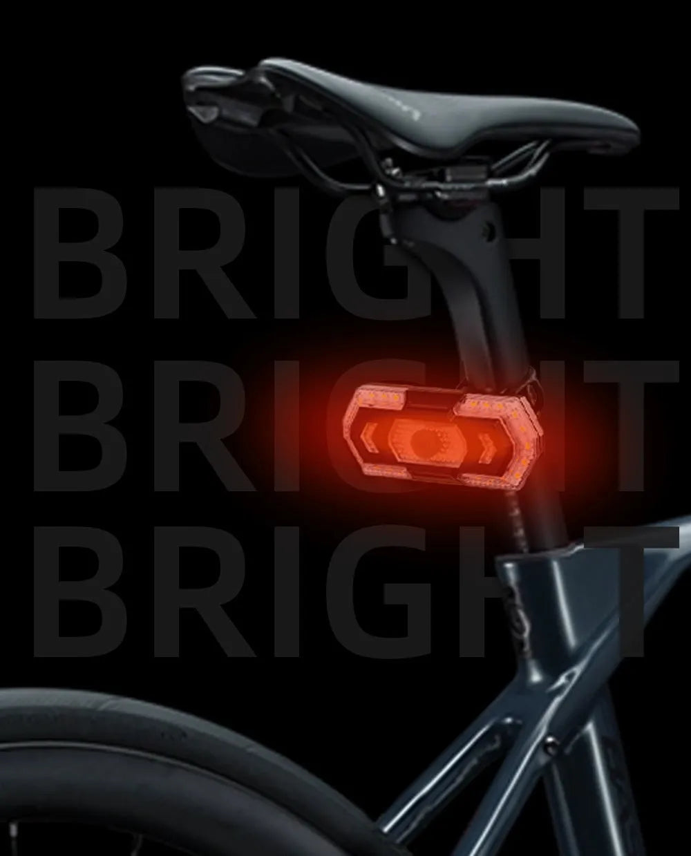 Black wireless remote control USB rechargeable LED car taillight kit on a white background.