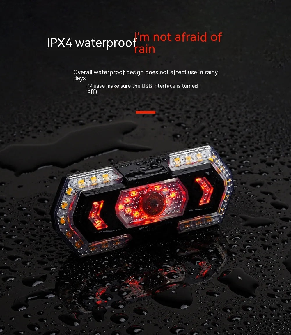 Black wireless remote control USB rechargeable LED car taillight kit on a white background.