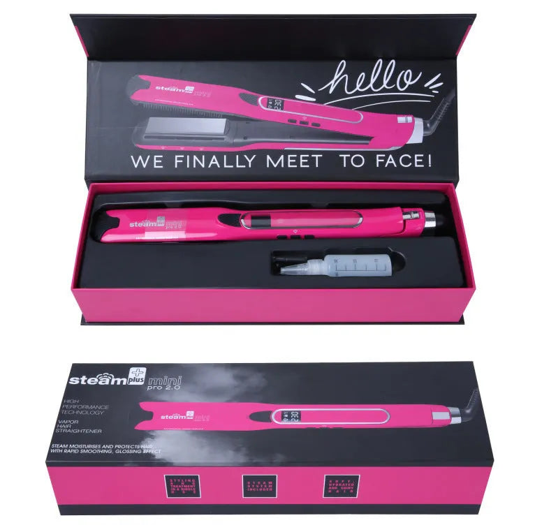 Mini steam hair straightener in purple, rose red or champagne colour with 200W European voltage