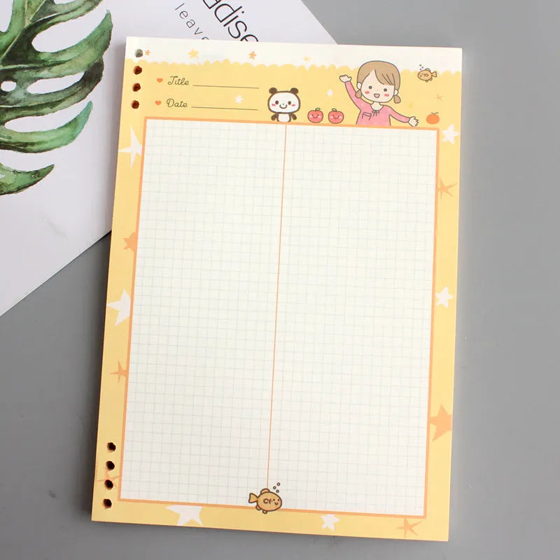 B5 refillable notebook with PP plastic shell in blue, green, pink, yellow, and transparent colours, showing 8-hole binder binding.