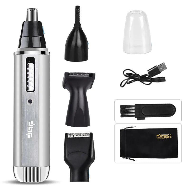 Men's electric shaver for facial hair and nose trimming in blue, black or silver colours