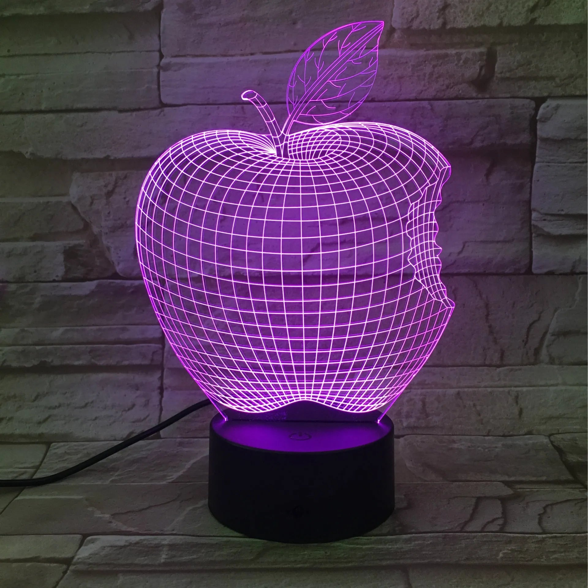 Colourful 3D fruit-shaped night light with acrylic shade and touch control.