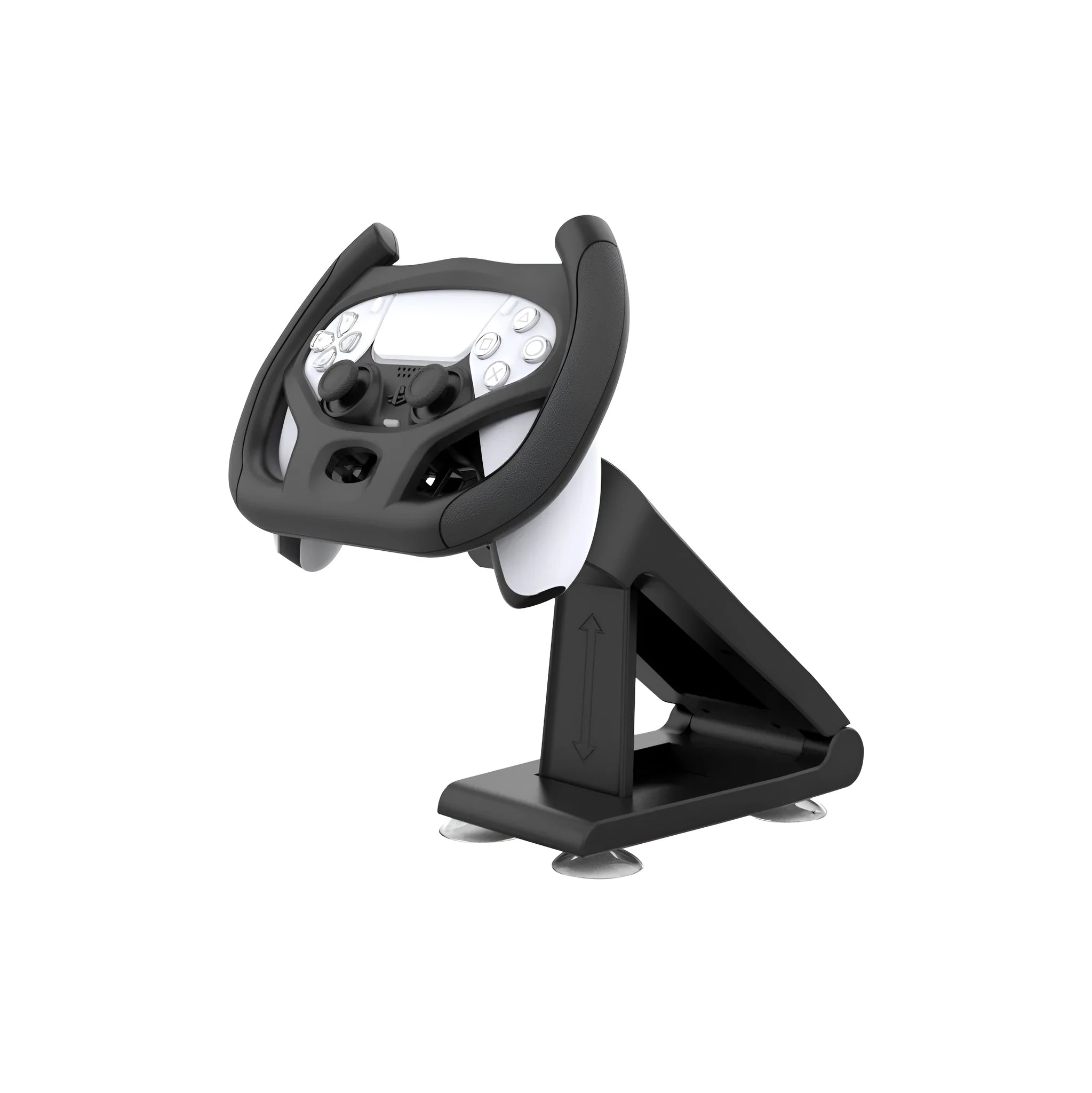 Black ABS plastic steering wheel bracket with suction cup for mobile game controllers