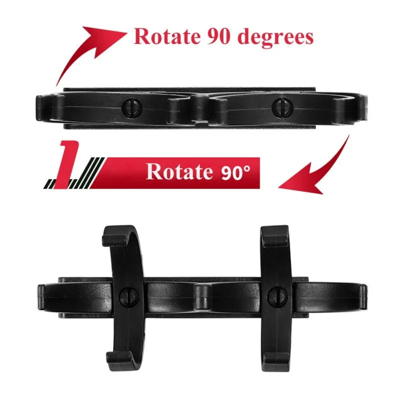 Black plastic golf ball holder clip for belt or bag, holds two golf balls, approx 8 x 4.2 x 1cm