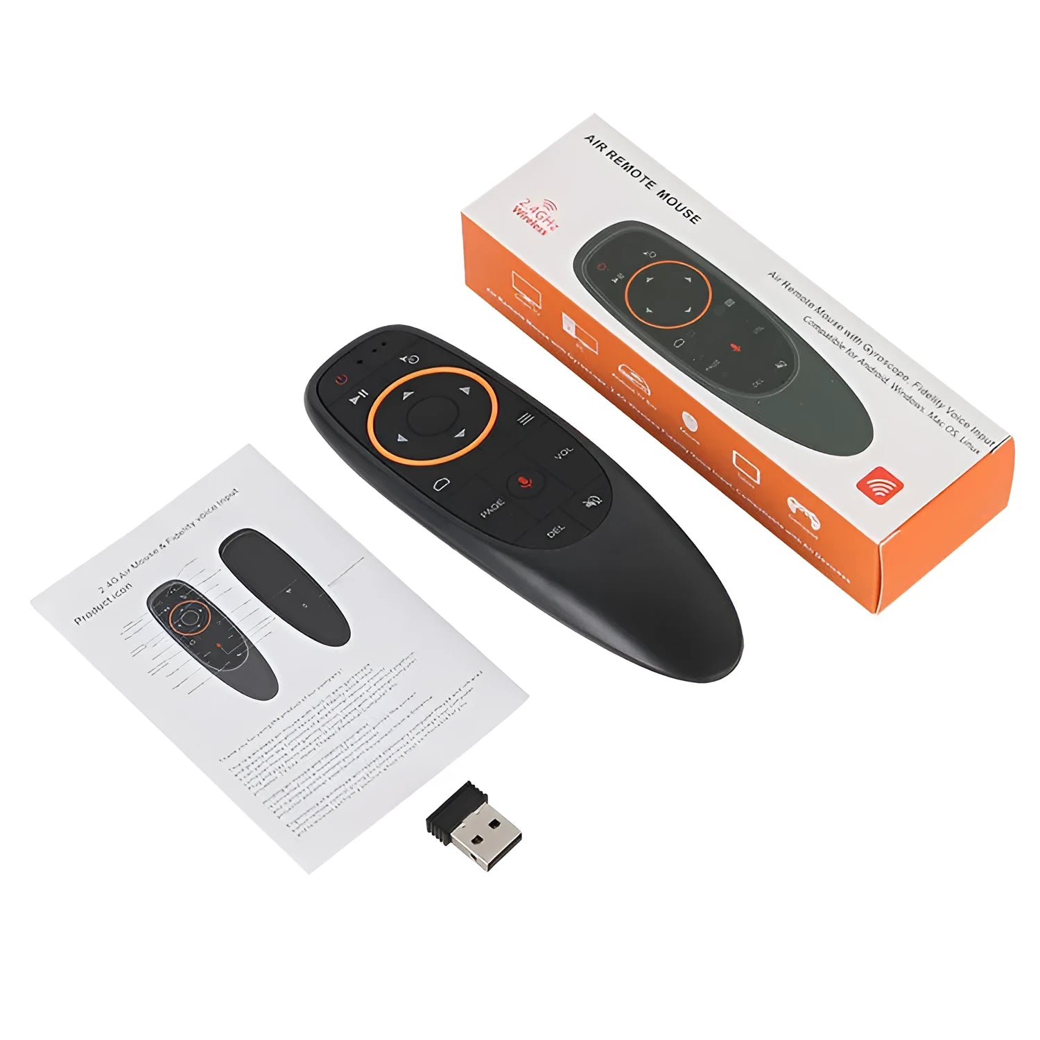 G10 G10S intelligent voice remote control with plastic shell and silicone buttons.
