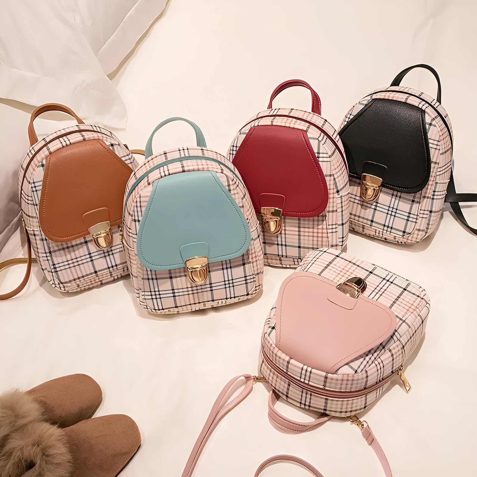 A one shoulder diagonal phone bag made from black PU fabric, shown being worn crossbody.