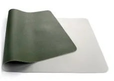 Leather desk mat in multiple sizes and colours for office or study use, shown on a desk with a computer mouse.