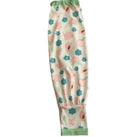 Printed ice silk sun protection oversleeve gloves in floral pattern on arm