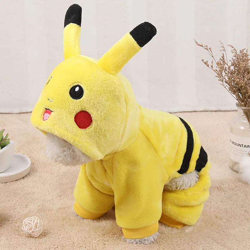 Fleece hoodie coat for dog or cat in cartoon costume style for autumn winter wear