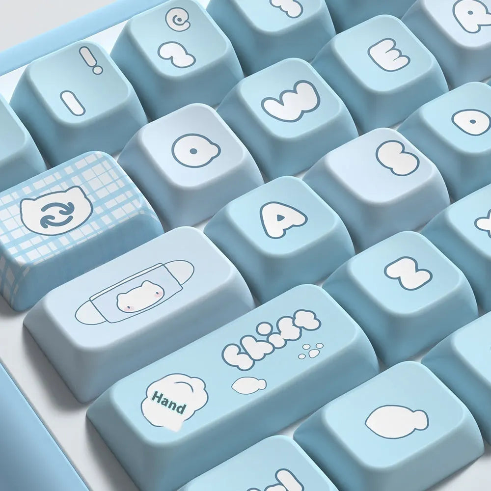 Watercolor kitten design custom mechanical keyboard keycaps with PTB construction and sublimation printing