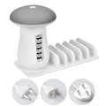 Mushroom-shaped USB charging station with 5 ports and soft LED lighting