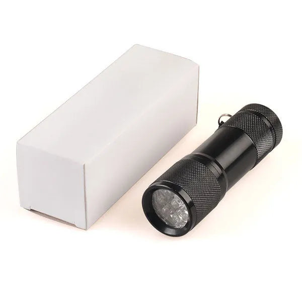 Black aluminium alloy smart vein locator portable medical torch with red LED light.