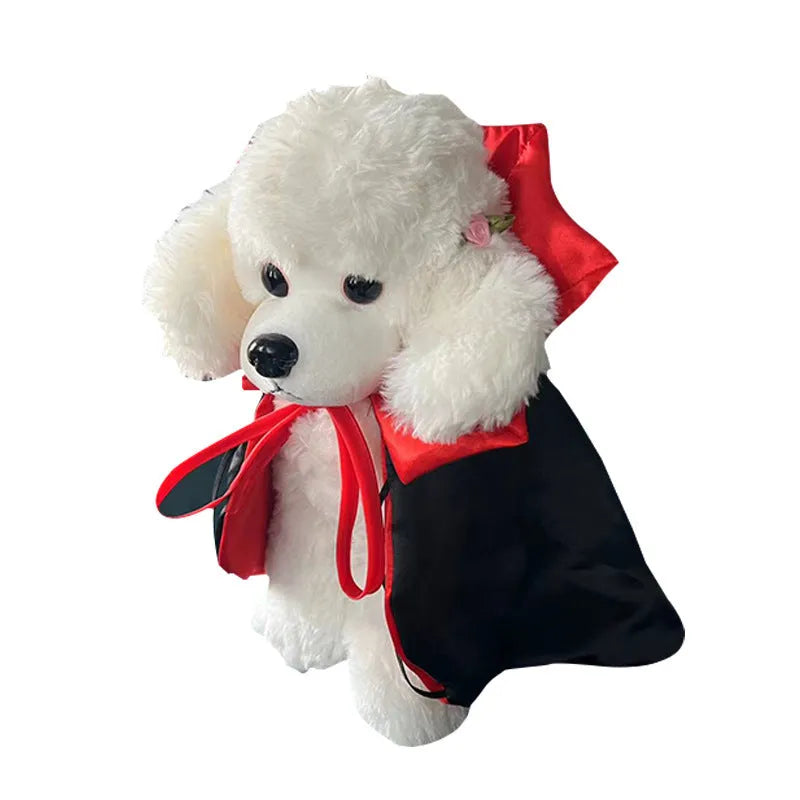 Halloween pet bat cloak and hat costume set for dogs and cats in red or purple