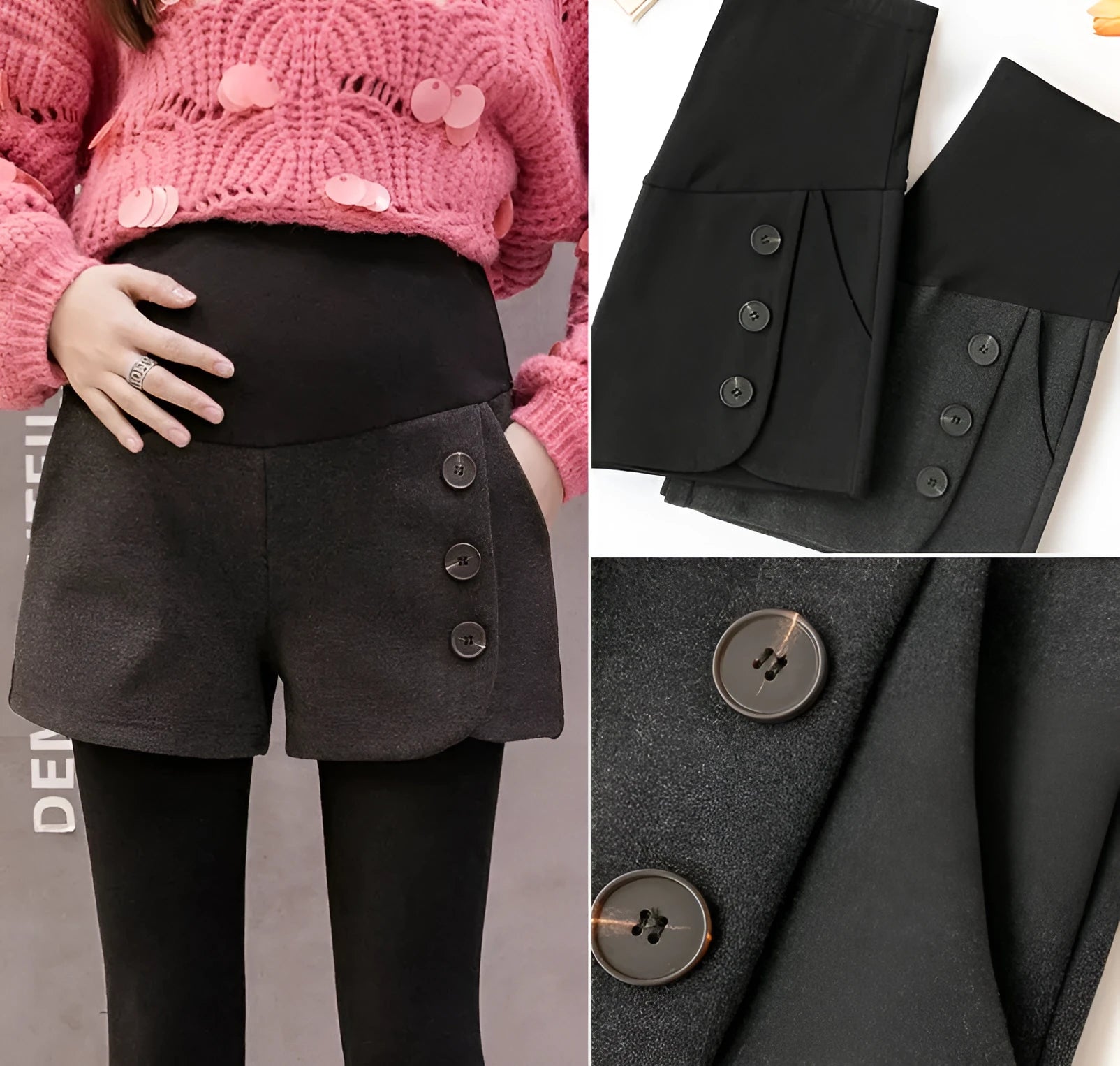 Grey wool stomach lift cotton blend shapewear shorts in high-waisted design