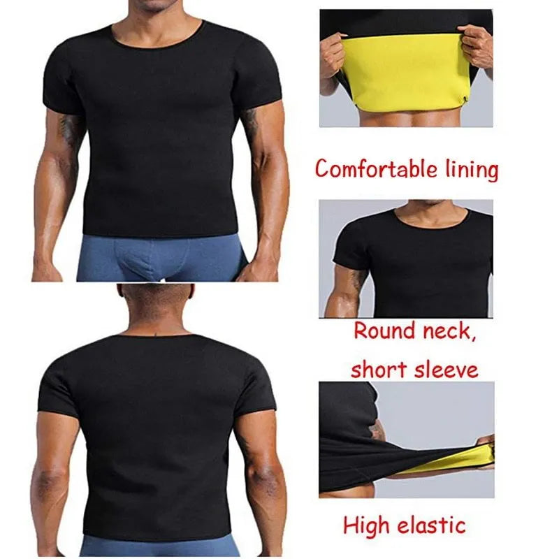 Men's black neoprene body shaper vest for slimming and sweat enhancement during exercise