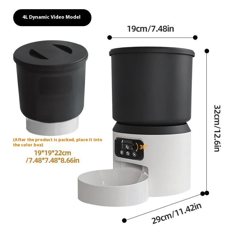 4-litre smart pet feeder with control panel and stainless steel food bowl.