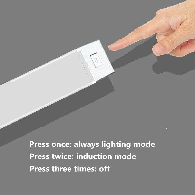Aluminium LED human body induction magnetic closet light with USB charging port.