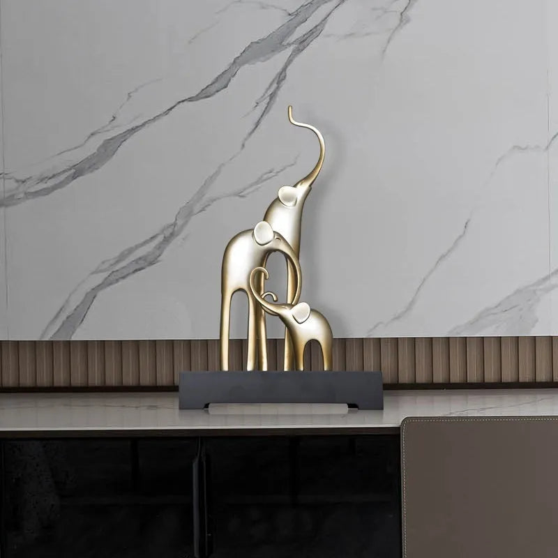European style elephant decorative ornament in bright gold, rose gold, silver, or retro colour finishes