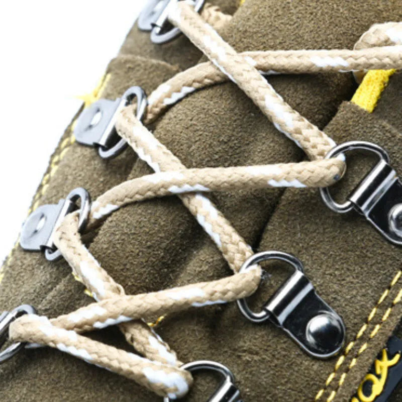 Bronze cow suede leather safety boots with steel toe cap and patterned anti-skid sole