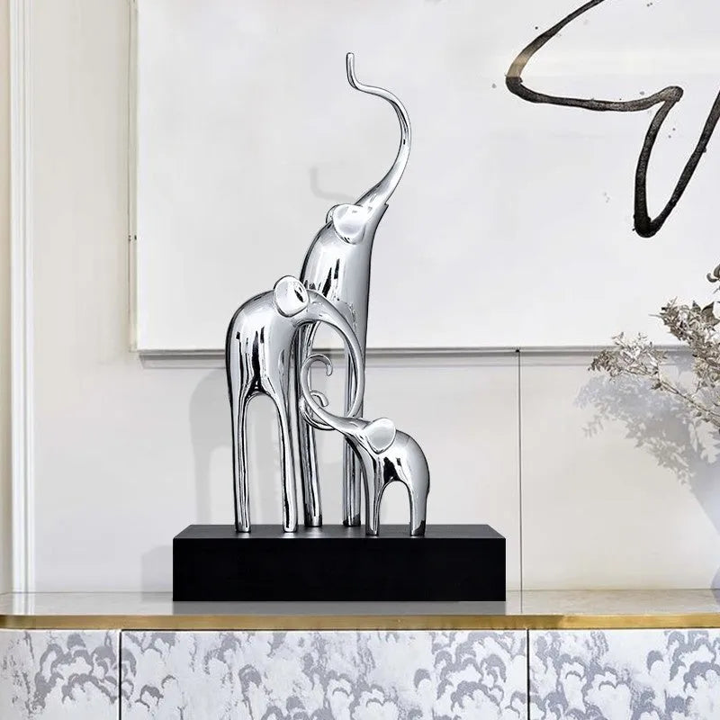 European style elephant decorative ornament in bright gold, rose gold, silver, or retro colour finishes