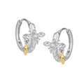 925 silver geometric cross earrings with round design elements in white gold colour