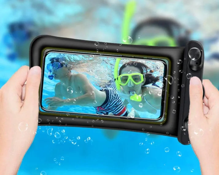 Double airbag mobile phone waterproof bag in various colours with 45cm rope