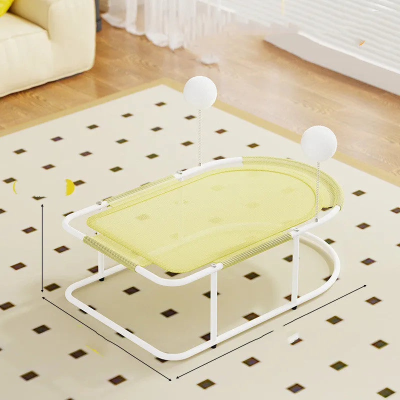 Large fabric cat kennel pet bed with breathable sides, shown in grey colour