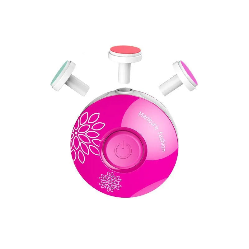 Red and green baby electric nail polisher sets with multiple grinding heads for infant and adult nail care.