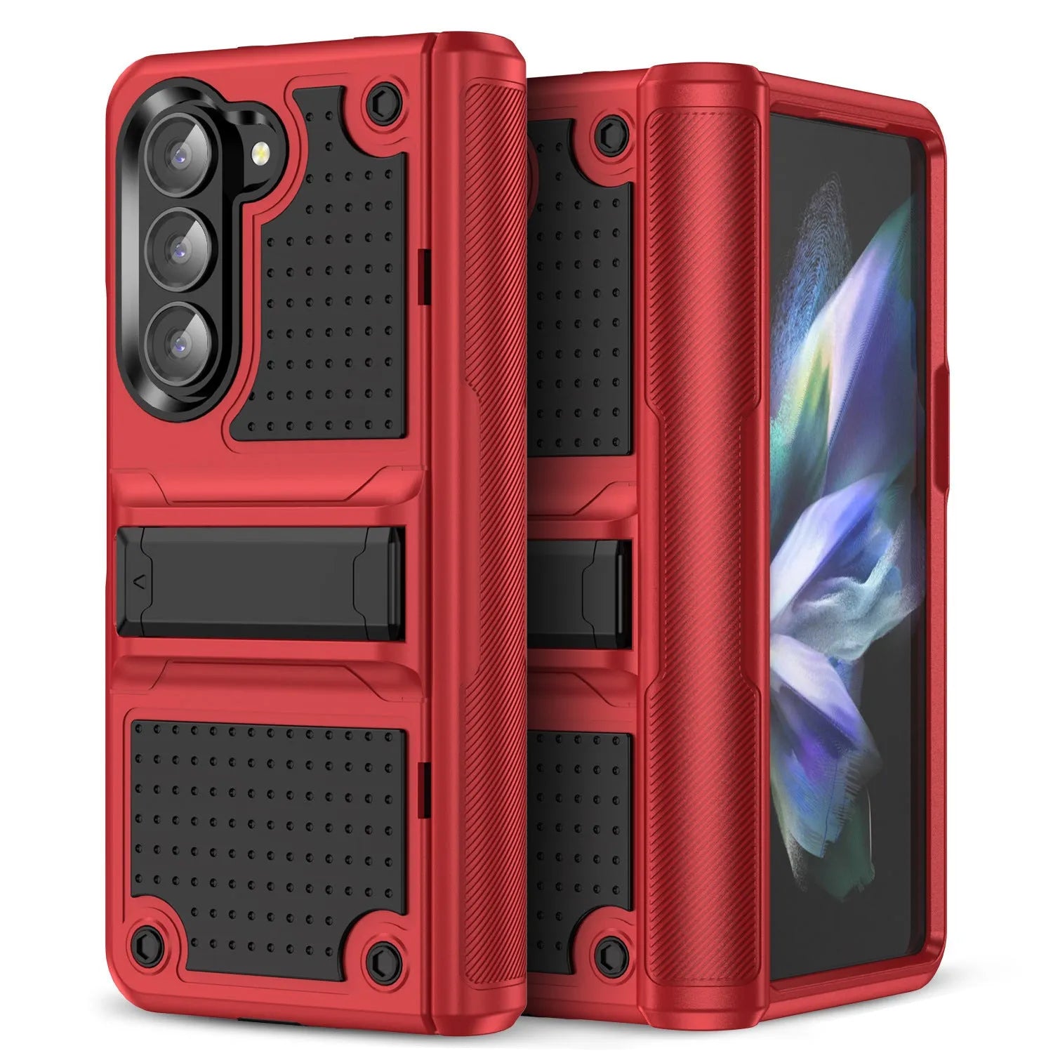 2-in-1 drop-resistant phone case for Samsung Z Fold 5 6 Z Flip 3 4 5 6 in Black and Grey, TPU PC hard case
