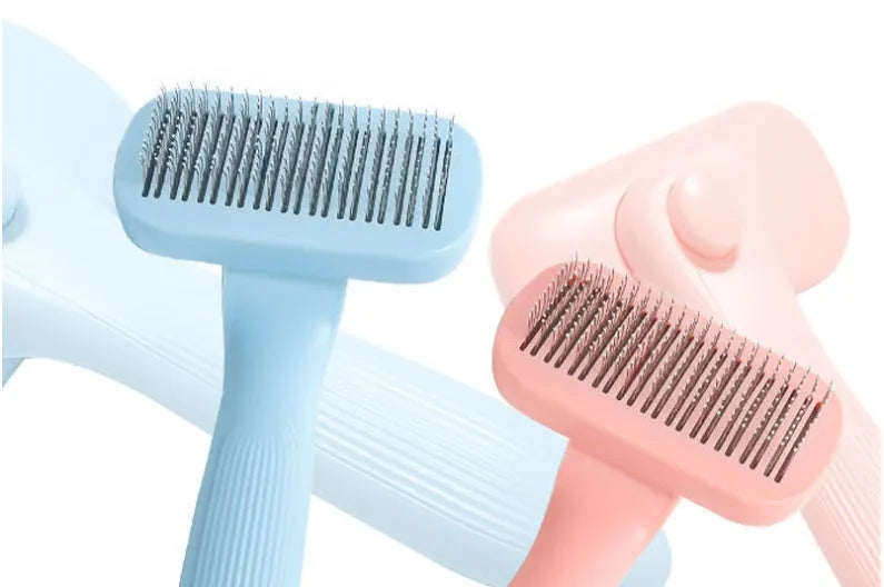 New pet needle comb for dogs and cats, plastic, 144g, pink and blue grooming brush