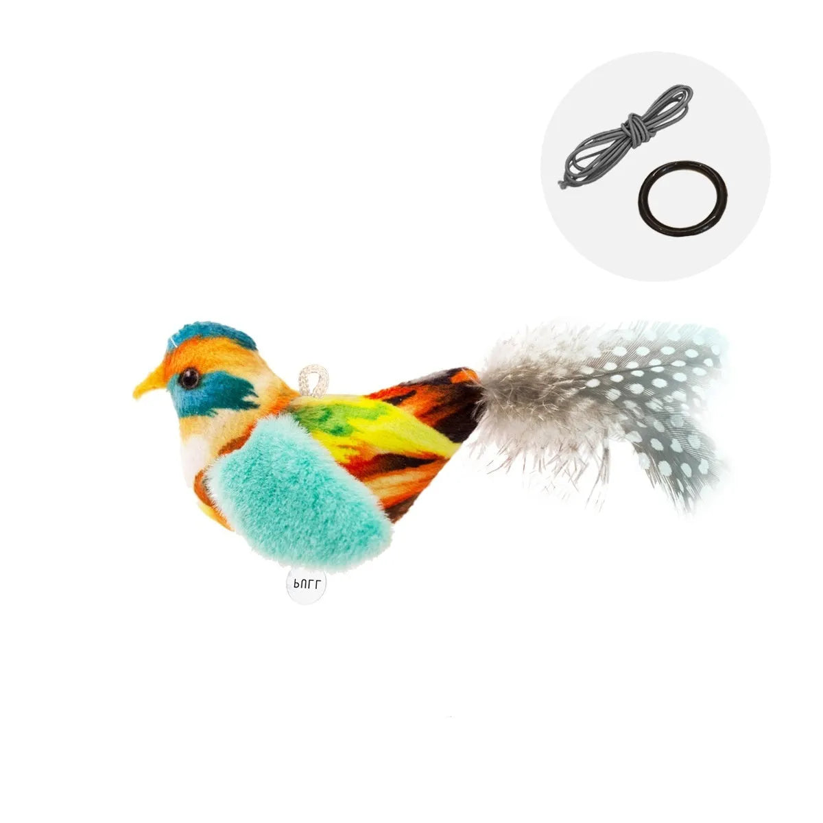 Colourful bird simulation plush cat toy with realistic bird shape for pet play