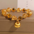 Natural yellow sugar heart agate crystal bracelet with luminous coloured glass beads for women