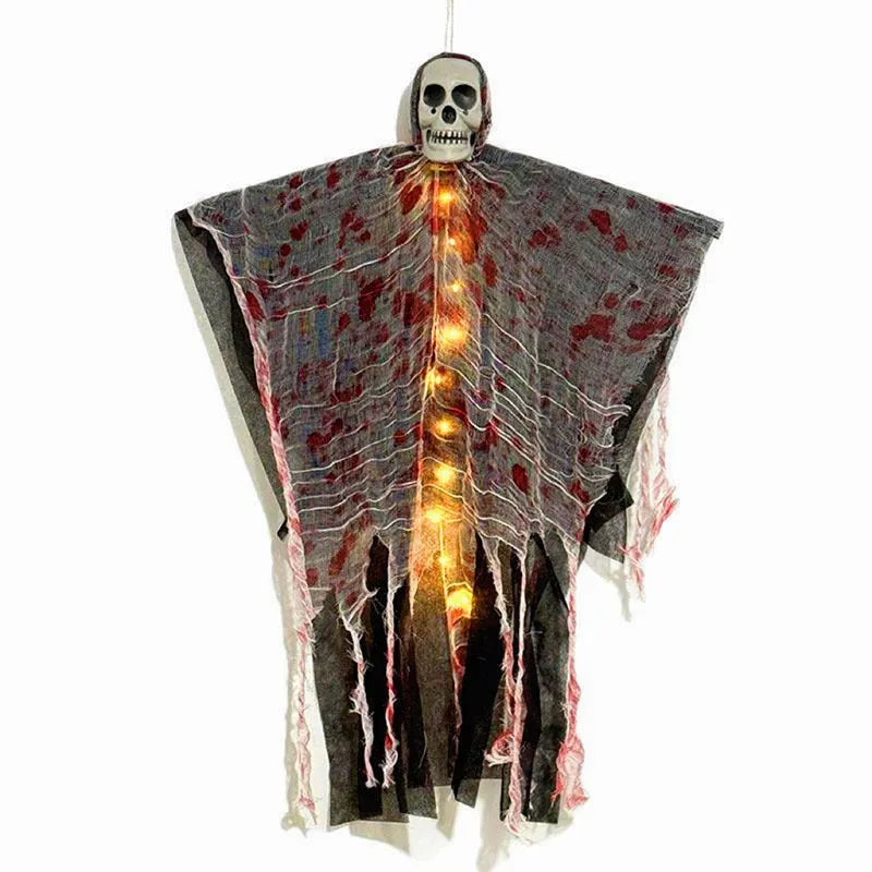 Blood-dyed luminous plastic skull ghost Halloween hanging ornament for outdoor decoration