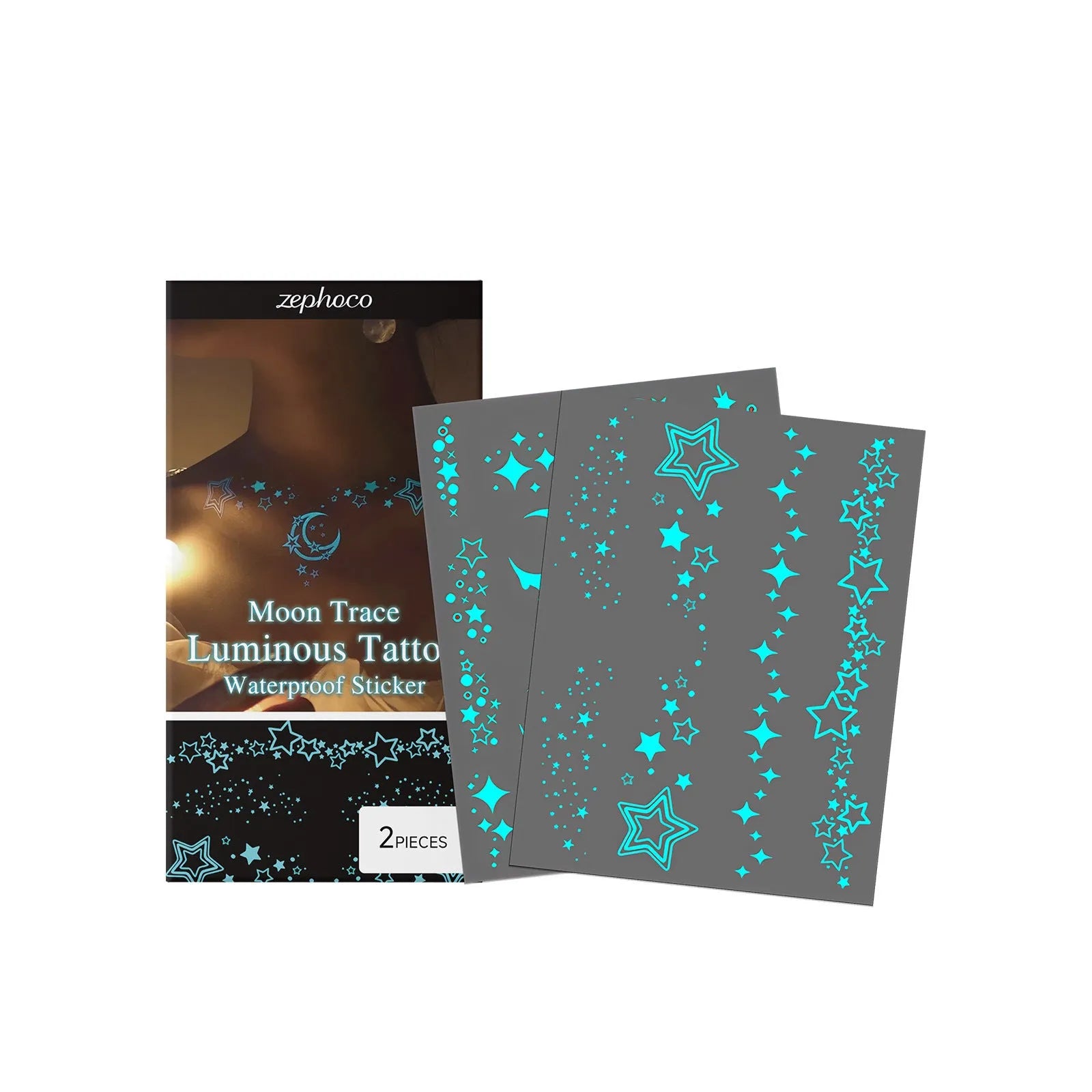 Luminous tattoo stickers two-piece pack with tattoo paste container for party decorations
