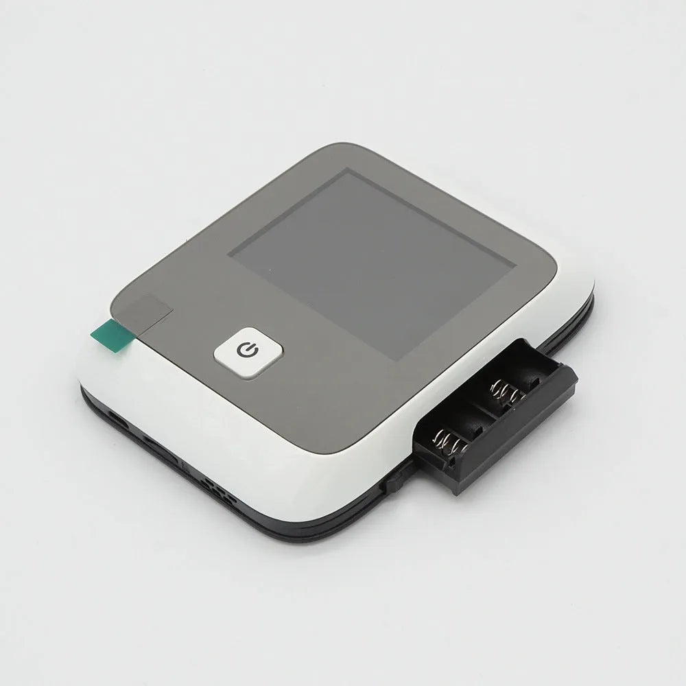White video doorbell peephole camera with high resolution display replacing standard door viewer