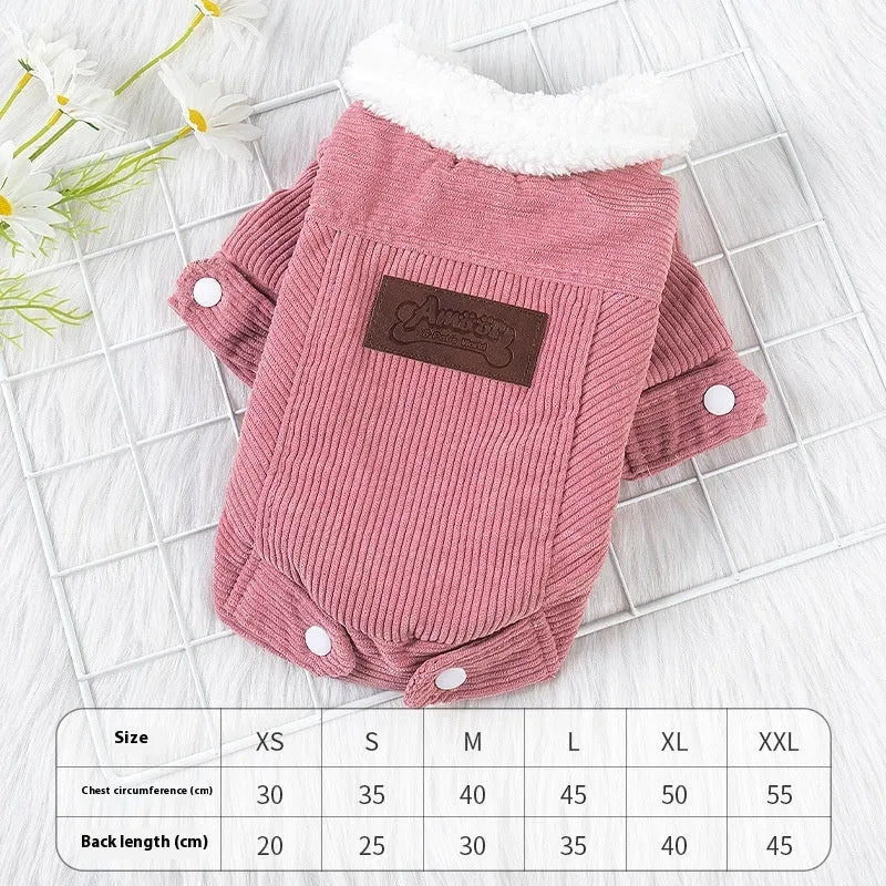 Lambswool dog vest with fleece lining in grey and pink colours for autumn and winter warmth