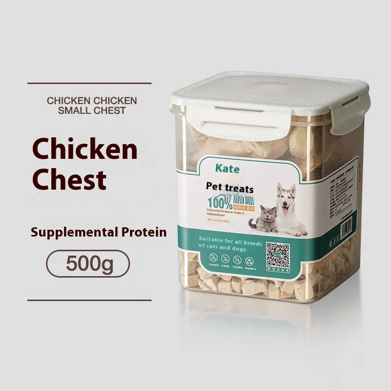 Freeze-dried chicken cat treats 500g in resealable bag or storage tin