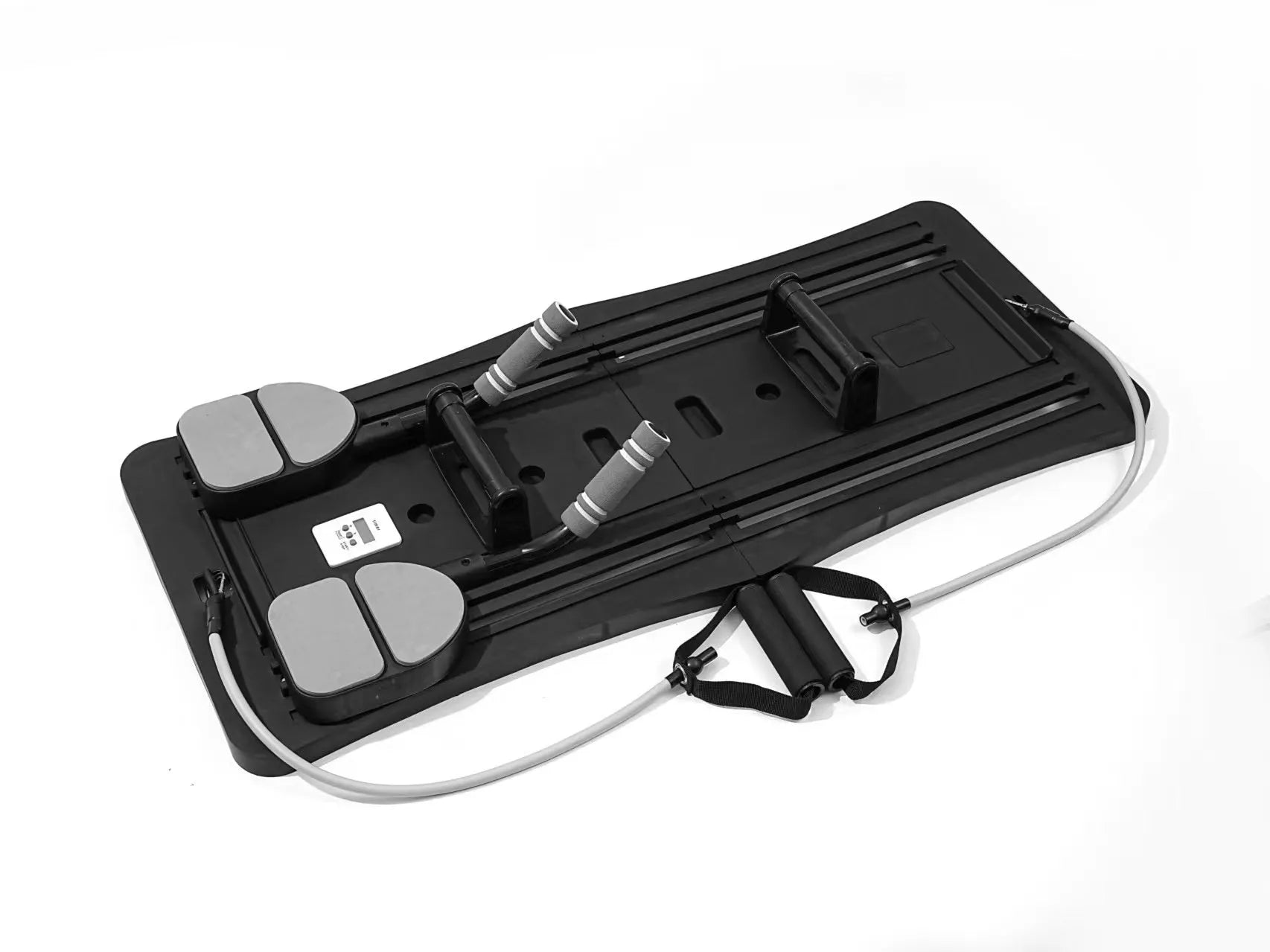 Foldable purple PP belly panel fitness equipment on a grey floor.