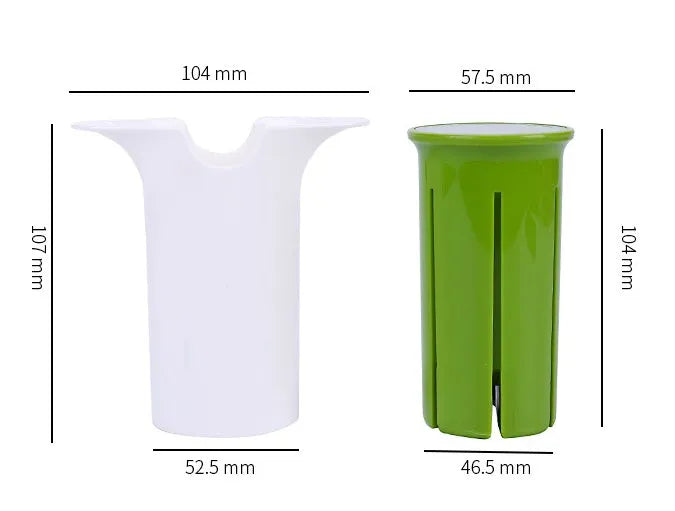 White vegetable cutter with stainless steel blades for slicing cucumbers carrots and strawberries