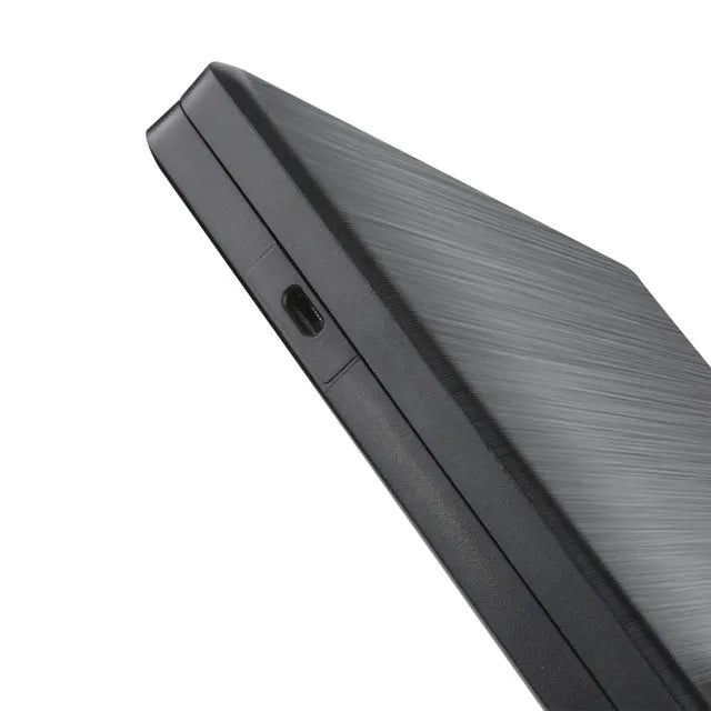 External optical disk drive in black with USB 2.0 and 3.0 support for DVD burning